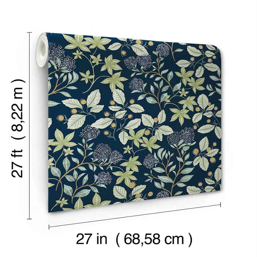 Mildred Indigo Botanical Trail Wallpaper - York Wallcoverings - 4155-72814 - York Wallcoverings Wallpaper