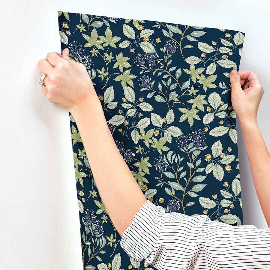 Mildred Indigo Botanical Trail Wallpaper - York Wallcoverings - 4155-72814 - York Wallcoverings Wallpaper