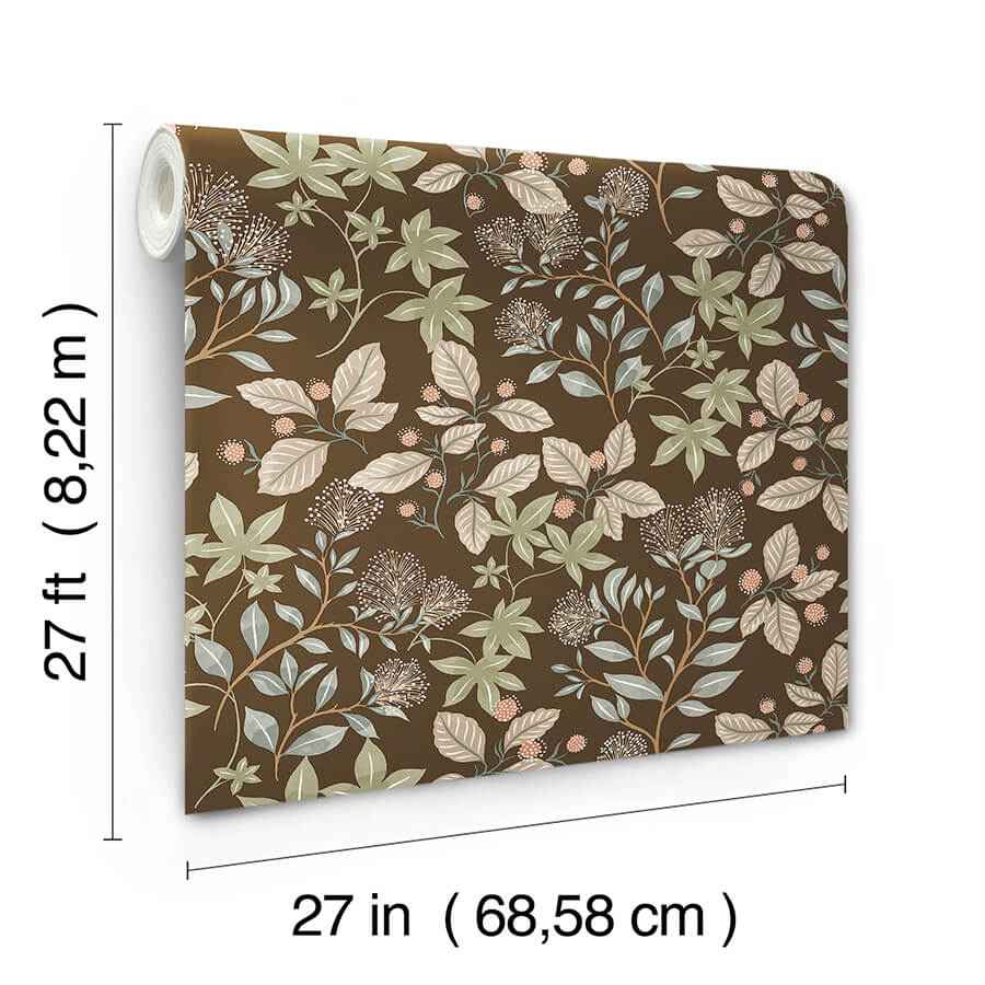 Mildred Espresso Botanical Trail Wallpaper - York Wallcoverings - 4155-72816 - York Wallcoverings Wallpaper