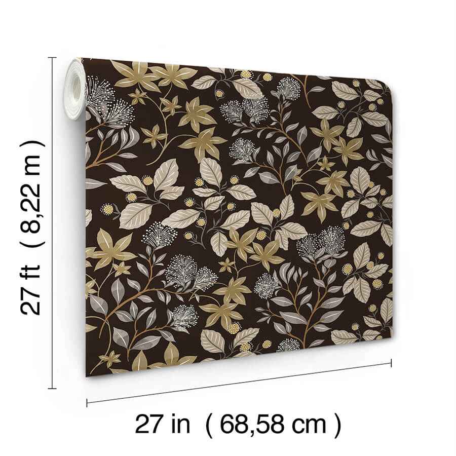 Mildred Black Botanical Trail Wallpaper - York Wallcoverings - 4155-72817 - York Wallcoverings Wallpaper