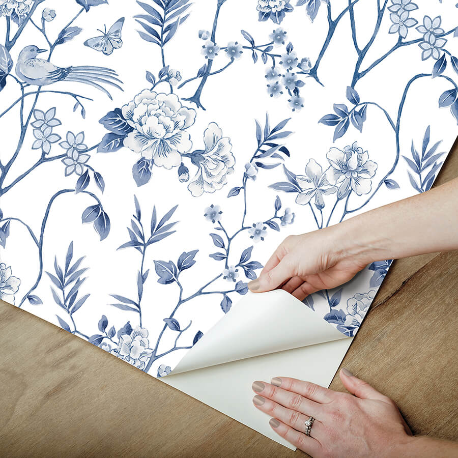 chinoiserie-garden-indigo-peel-and-stick-wallpaper-york-wallcoverings-nus6363 - York Wallcoverings Wallpaper