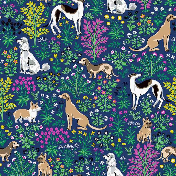 Must Love Dogs Indigo Peel and Stick Wallpaper - York Wallcoverings - PFS6378 - York Wallcoverings Wallpaper
