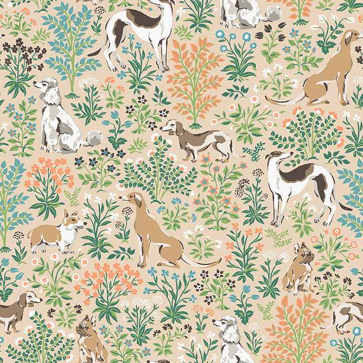Must Love Dogs Tan Peel and Stick Wallpaper - York Wallcoverings - PFS6380