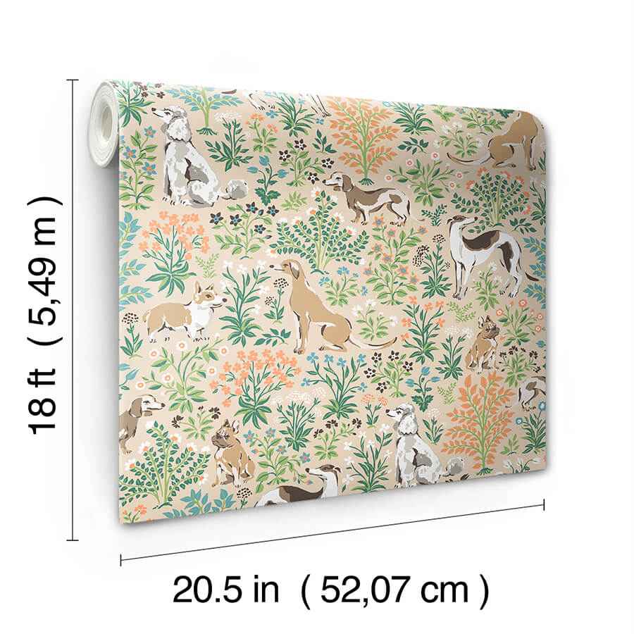 Must Love Dogs Tan Peel and Stick Wallpaper - York Wallcoverings - PFS6380 - York Wallcoverings Wallpaper
