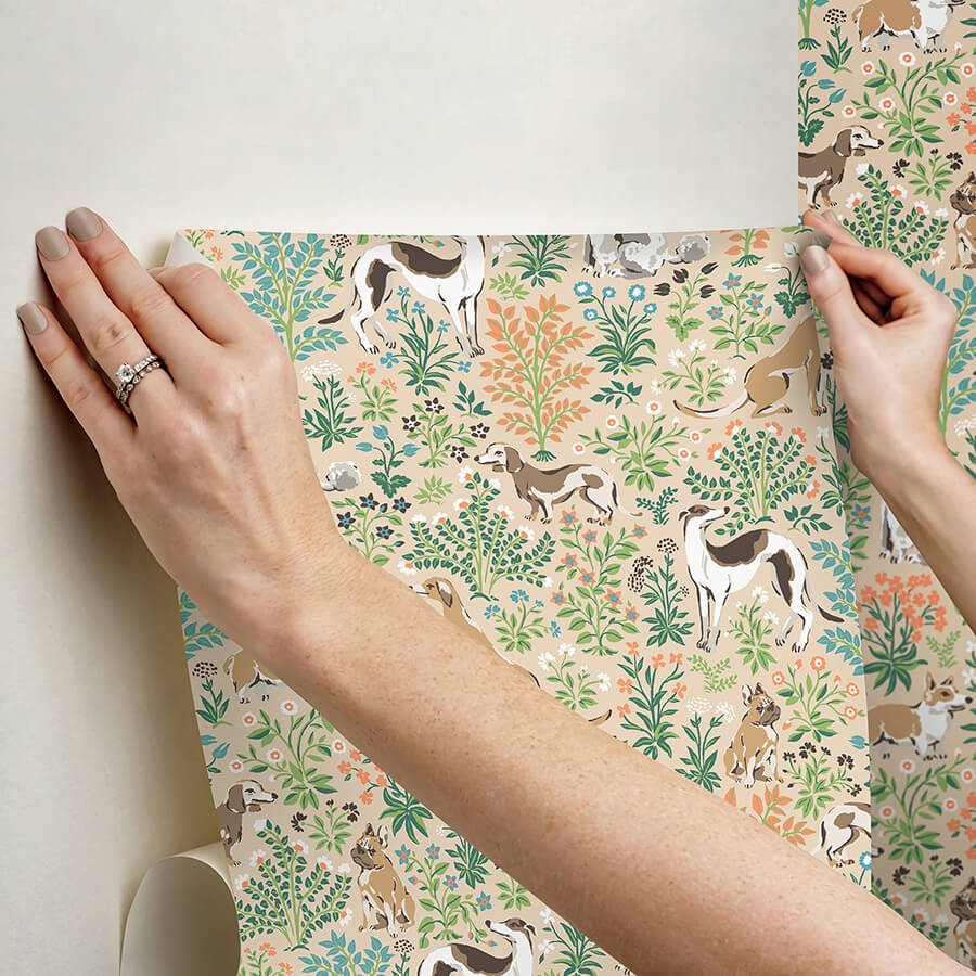 must-love-dogs-tan-peel-and-stick-wallpaper-york-wallcoverings-pfs6380 - York Wallcoverings Wallpaper