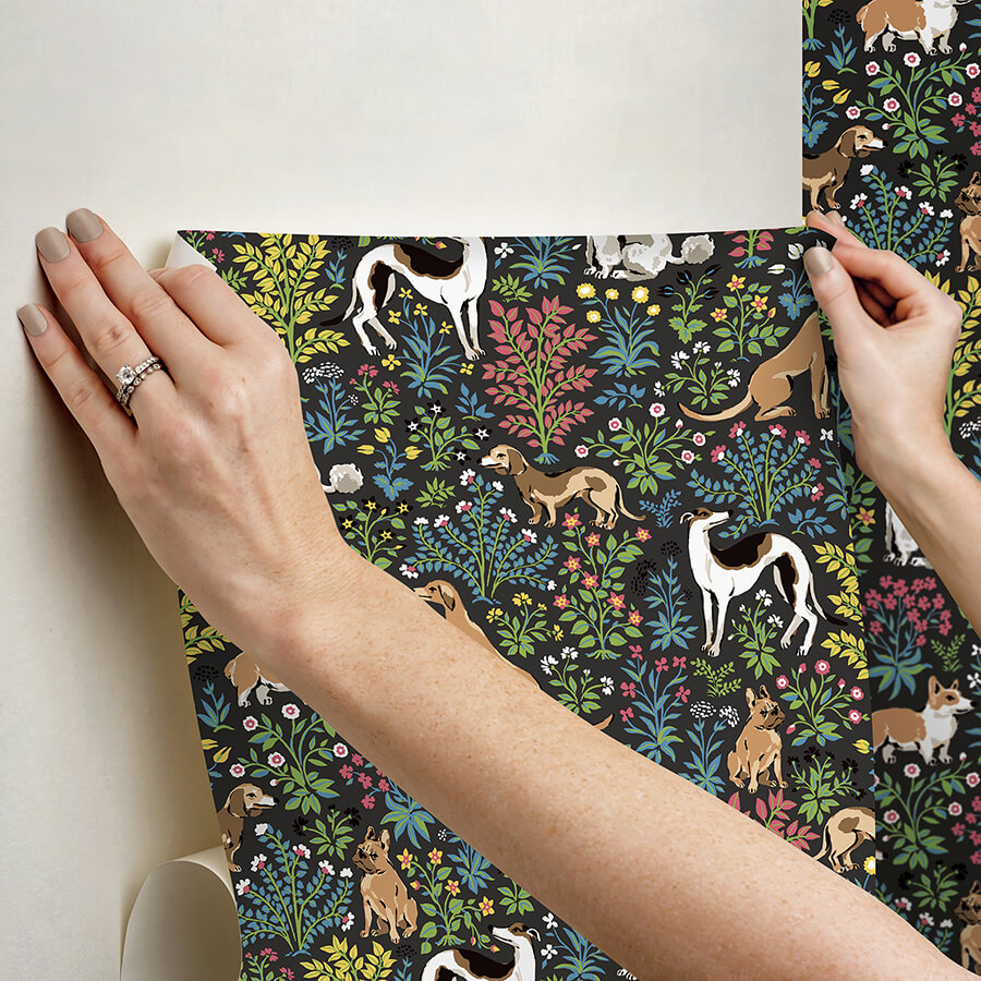 must-love-dogs-charcoal-peel-and-stick-wallpaper-york-wallcoverings-pfs6381 - York Wallcoverings Wallpaper