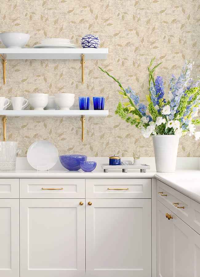 Stonewall Neutral Vine Wallpaper - York Wallcoverings - 4168-17743 - York Wallcoverings Wallpaper