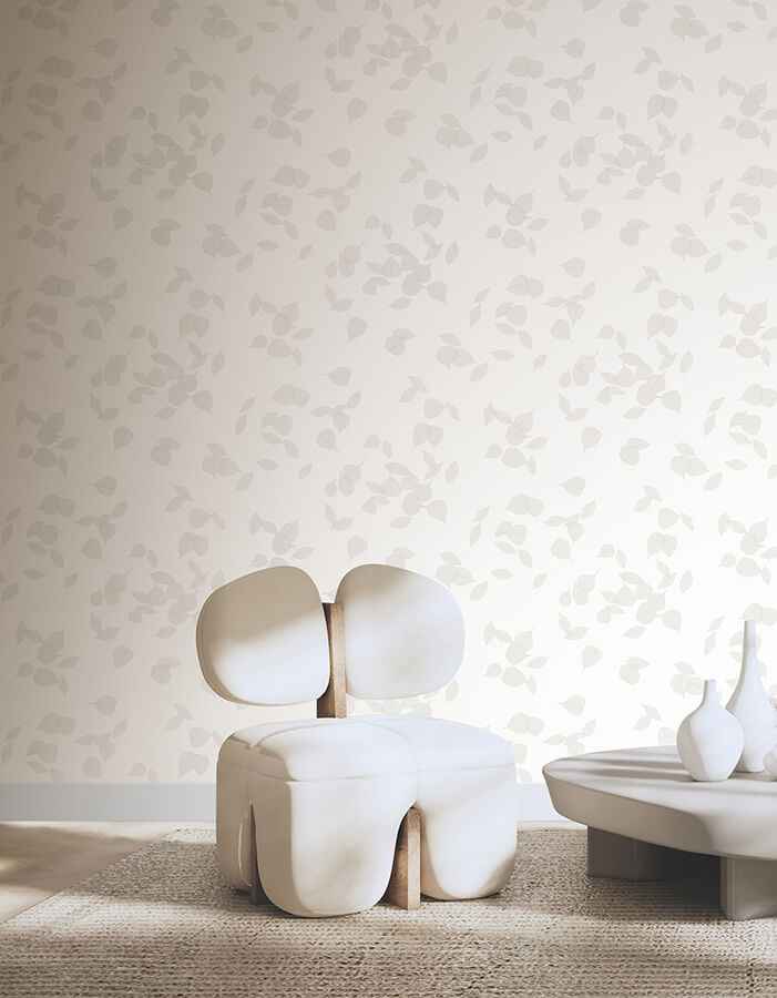 Myles White Leaves Wallpaper - York Wallcoverings - 4174-4647 - York Wallcoverings Wallpaper