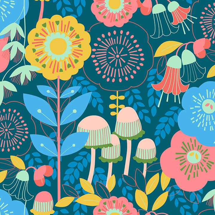 Dream Garden Teal Peel and Stick Wallpaper - York Wallcoverings - MCS6397 - York Wallcoverings Wallpaper