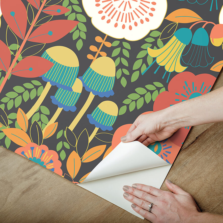 dream-garden-dark-brown-peel-and-stick-wallpaper-york-wallcoverings-mcs6398 - York Wallcoverings Wallpaper