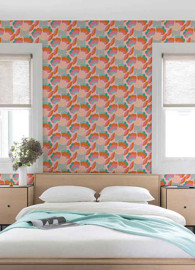 Retro Esme Pink Peel & Stick Wallpaper - York Wallcoverings - MCS6401 - York Wallcoverings Wallpaper