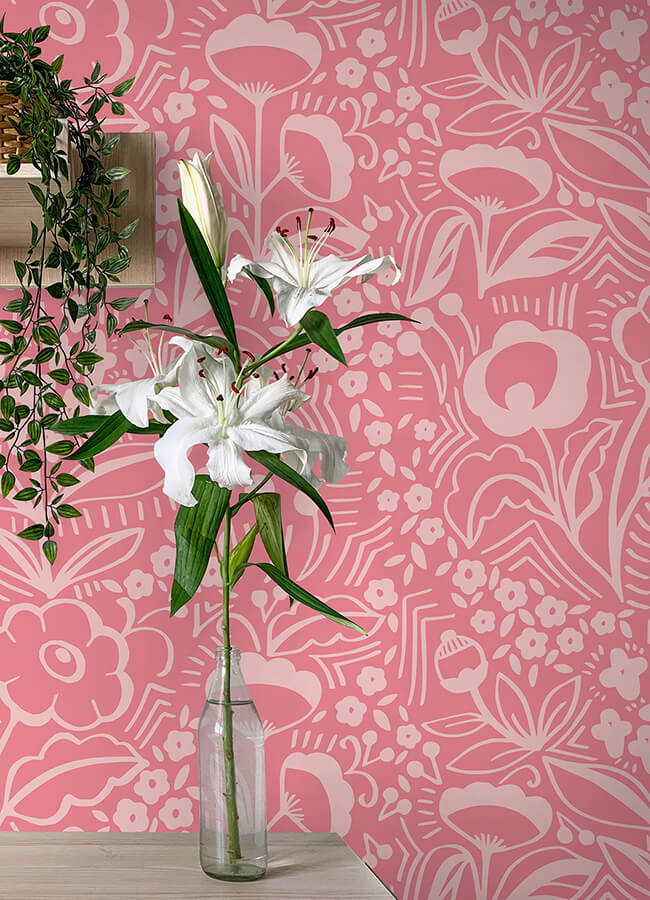 jeani-pink-peel-and-stick-wallpaper-york-wallcoverings-mcs6404 - York Wallcoverings Wallpaper