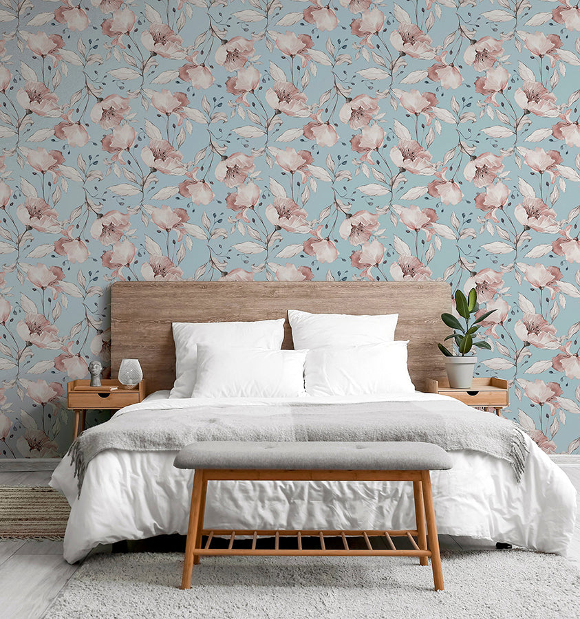 lillian-pink-floral-wallpaper-york-wallcoverings-ah251902 - York Wallcoverings Wallpaper