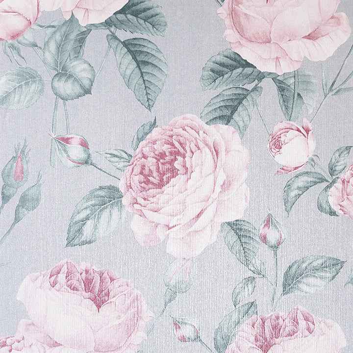 Rosaline Light Grey Floral Wallpaper - York Wallcoverings - AH251907