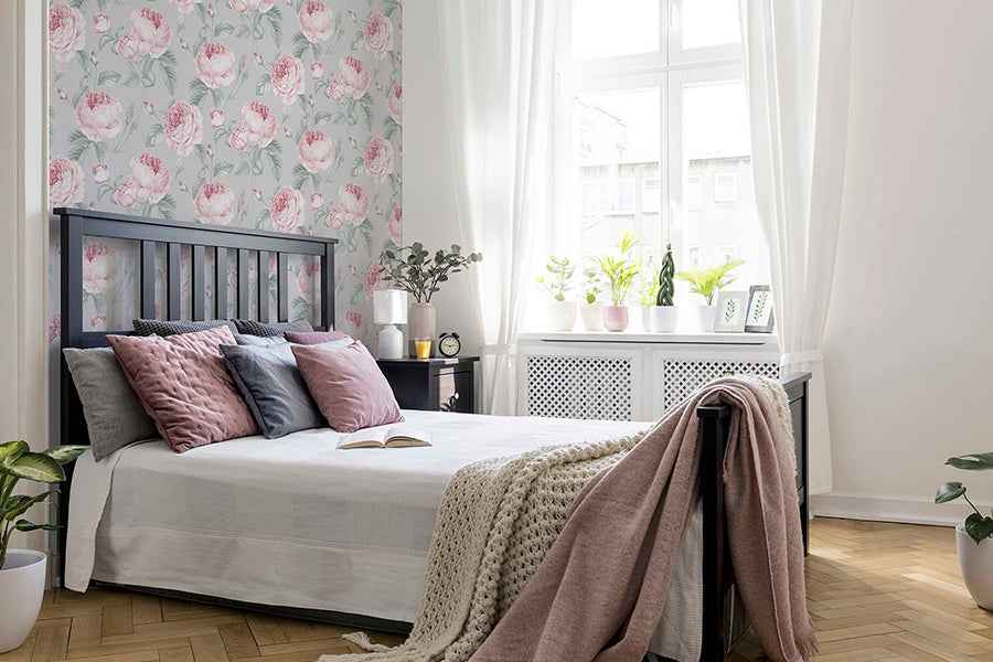 Rosaline Light Grey Floral Wallpaper - York Wallcoverings - AH251907 - York Wallcoverings Wallpaper