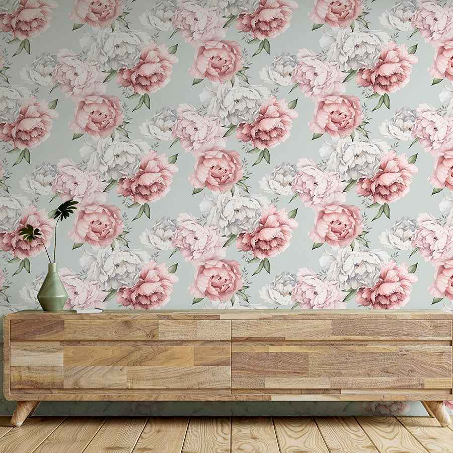 Sophie Mint Floral Wallpaper - York Wallcoverings - AH251908 - York Wallcoverings Wallpaper