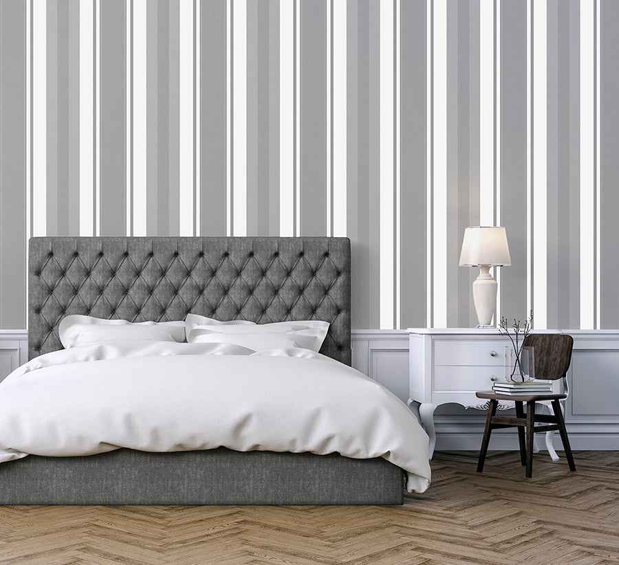 Palazzo Silver Stripe Wallpaper - York Wallcoverings - AH290505 - York Wallcoverings Wallpaper