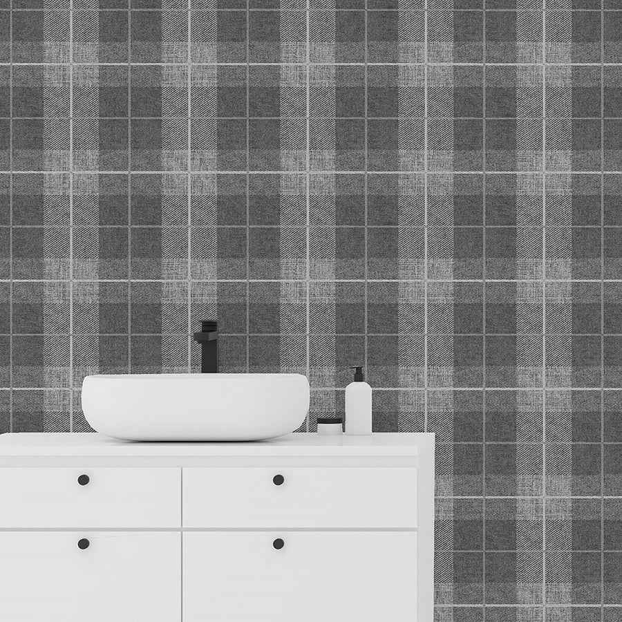Hector Charcoal Plaid Wallpaper - York Wallcoverings - AH294900 - York Wallcoverings Wallpaper