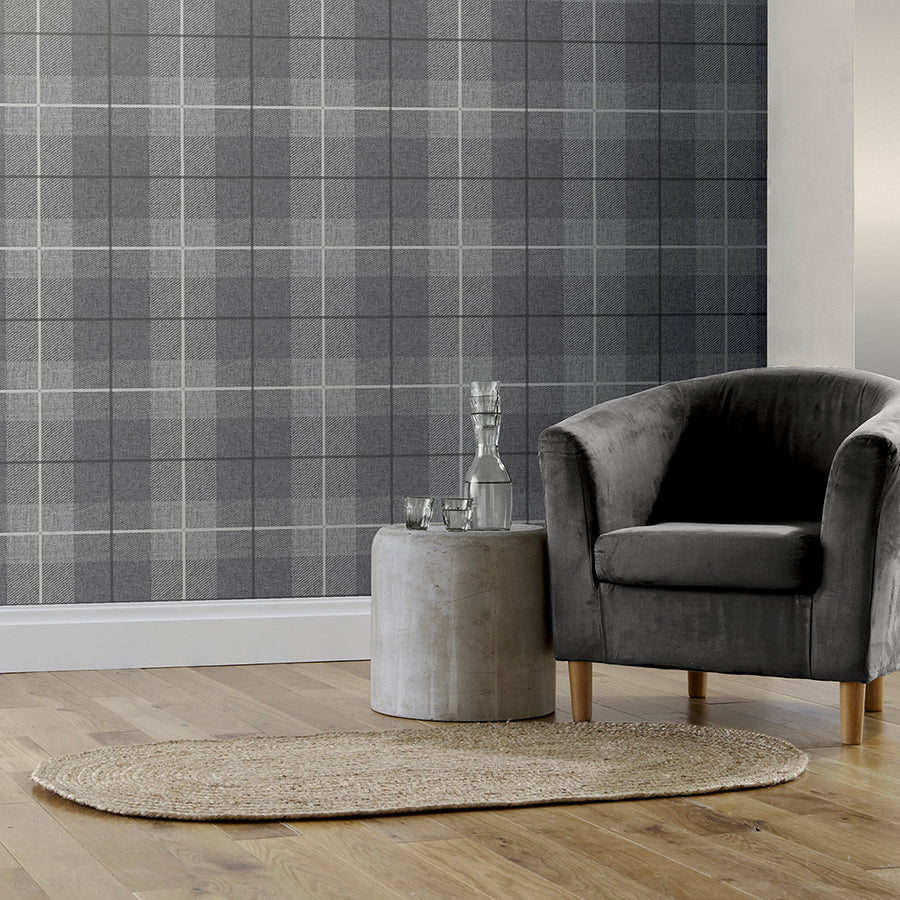 hector-charcoal-plaid-wallpaper-york-wallcoverings-ah294900 - York Wallcoverings Wallpaper