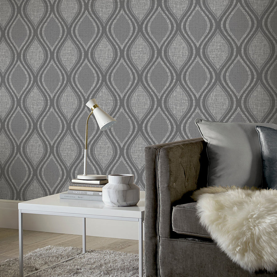 ignatius-charcoal-ogee-wallpaper-york-wallcoverings-ah295100 - York Wallcoverings Wallpaper