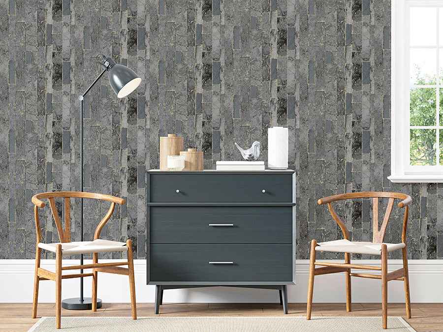 Kintsugi Black Geometric Wallpaper - York Wallcoverings - AH295204 - York Wallcoverings Wallpaper