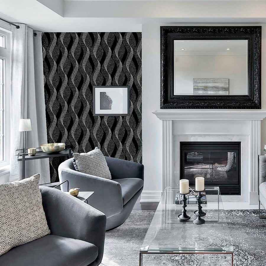 Wilhelmina Black Ribbon Wallpaper - York Wallcoverings - AH295500 - York Wallcoverings Wallpaper