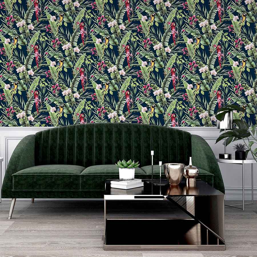 Rudy Navy Pretty Polly Wallpaper - York Wallcoverings - AH297106 - York Wallcoverings Wallpaper