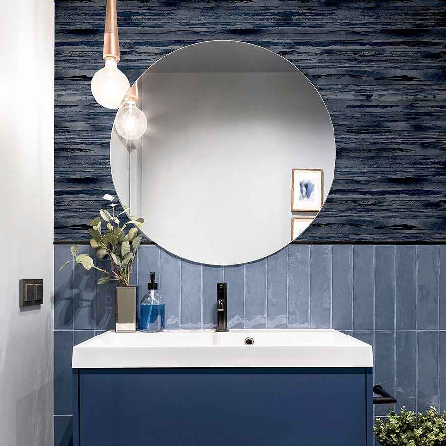 Philomena Denim Striated Wallpaper - York Wallcoverings - AH297700 - York Wallcoverings Wallpaper