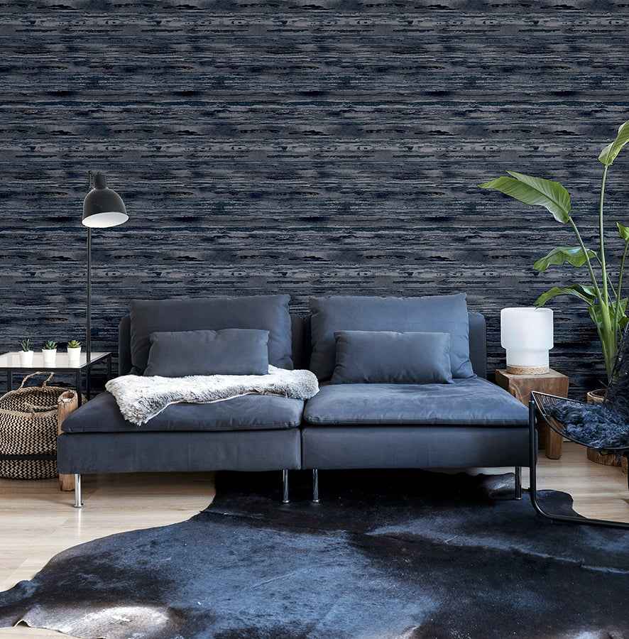 Philomena Denim Striated Wallpaper - York Wallcoverings - AH297700 - York Wallcoverings Wallpaper