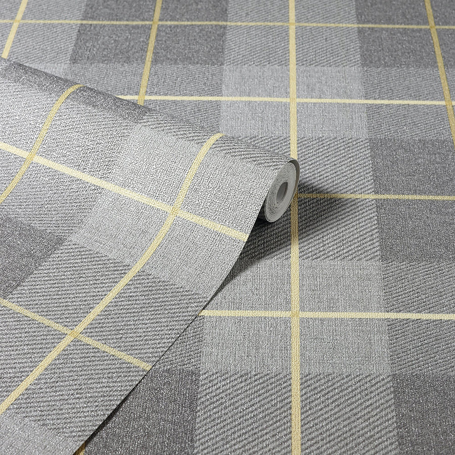 hector-grey-plaid-wallpaper-york-wallcoverings-ah299000 - York Wallcoverings Wallpaper