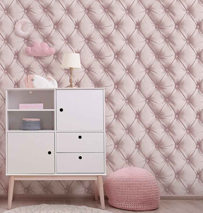 Ella Blush Tufted Wallpaper - York Wallcoverings - AH618103 - York Wallcoverings Wallpaper