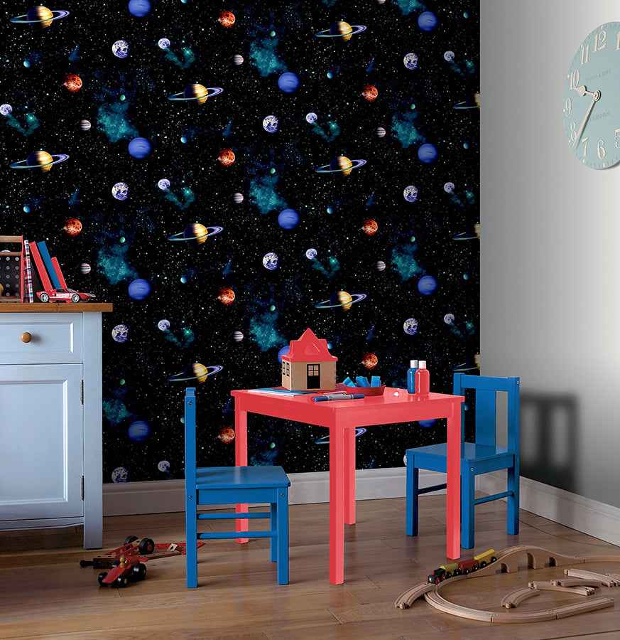 Albert Black Cosmos Wallpaper - York Wallcoverings - AH668100 - York Wallcoverings Wallpaper
