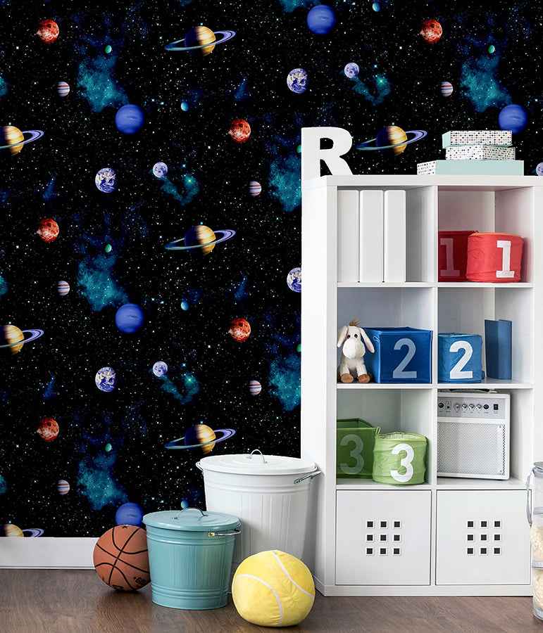 Albert Black Cosmos Wallpaper - York Wallcoverings - AH668100 - York Wallcoverings Wallpaper