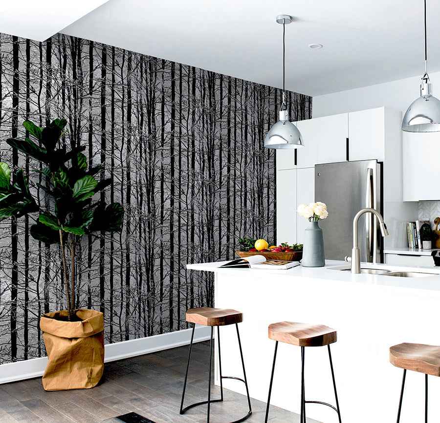 Frosted Silver Winter Grove Wallpaper - York Wallcoverings - AH670200 - York Wallcoverings Wallpaper
