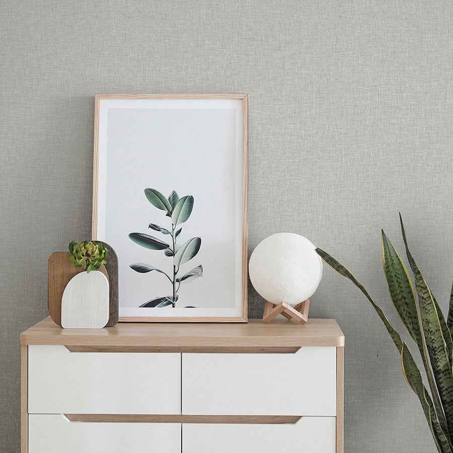 Maisie Light Grey Linen Wallpaper - York Wallcoverings - AH676006 - York Wallcoverings Wallpaper