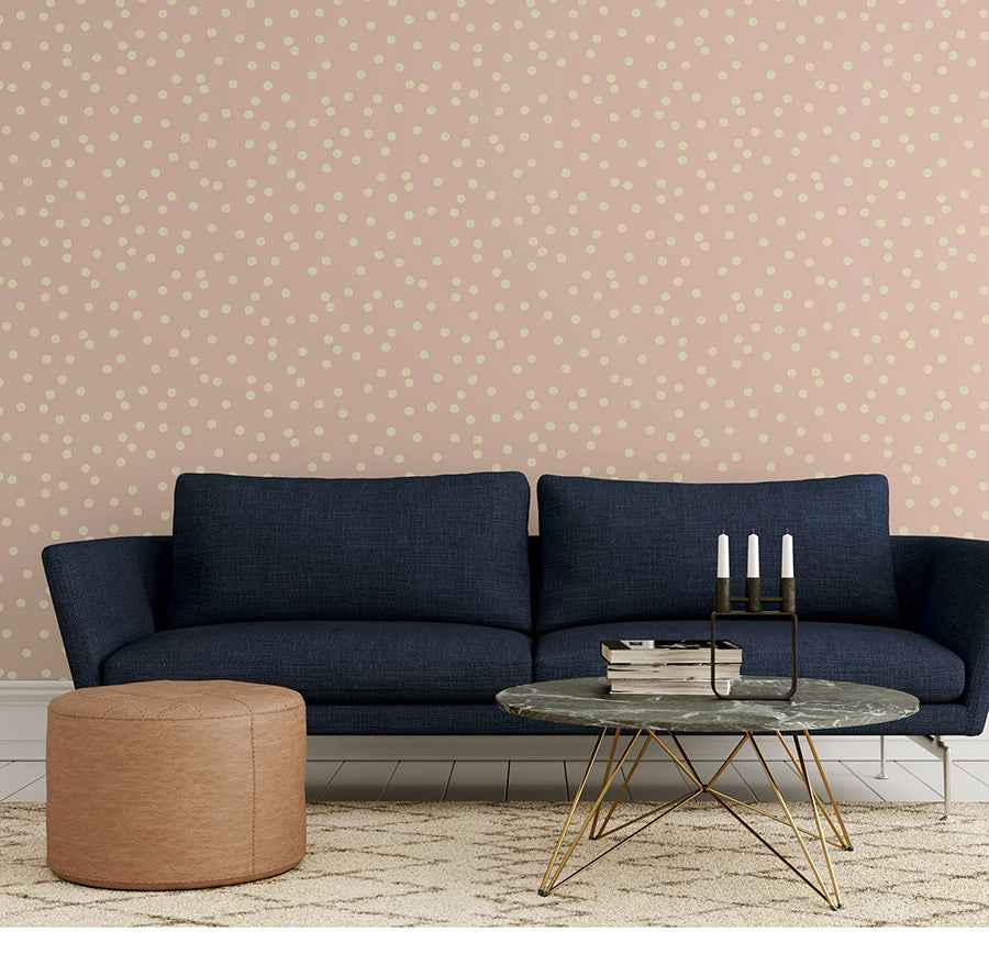 Priscella Blush Polka Dot Wallpaper - York Wallcoverings - AH685000 - York Wallcoverings Wallpaper