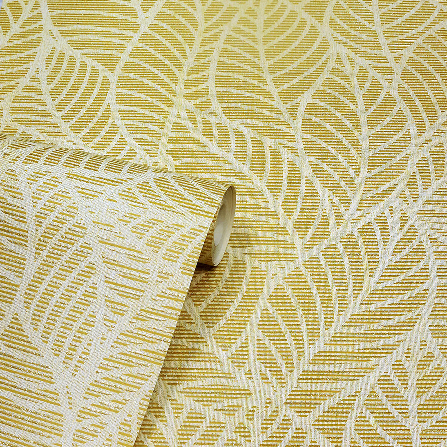 mavis-mustard-leaf-wallpaper-york-wallcoverings-ah692506 - York Wallcoverings Wallpaper