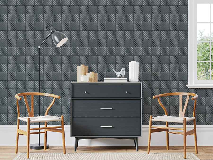 Randall Dark Grey Geometric Wallpaper - York Wallcoverings - AH692809 - York Wallcoverings Wallpaper