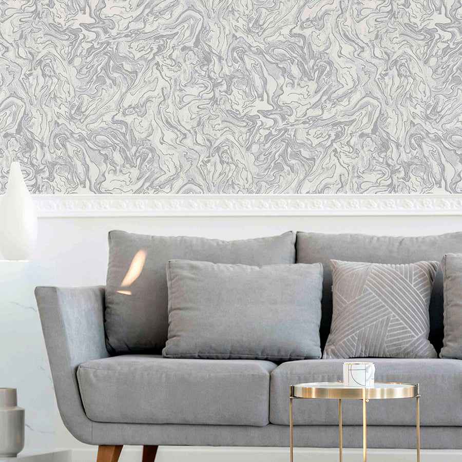 Osgood Grey Marbled Wallpaper - York Wallcoverings - AH693901 - York Wallcoverings Wallpaper