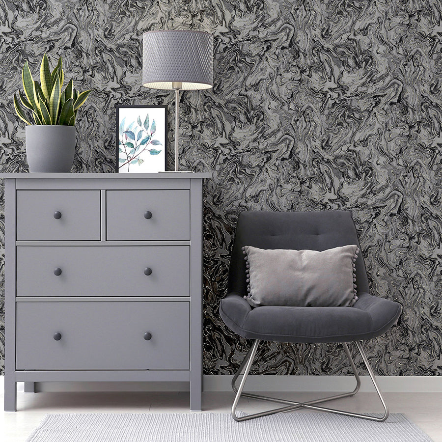 osgood-charcoal-marbled-wallpaper-york-wallcoverings-ah693903 - York Wallcoverings Wallpaper
