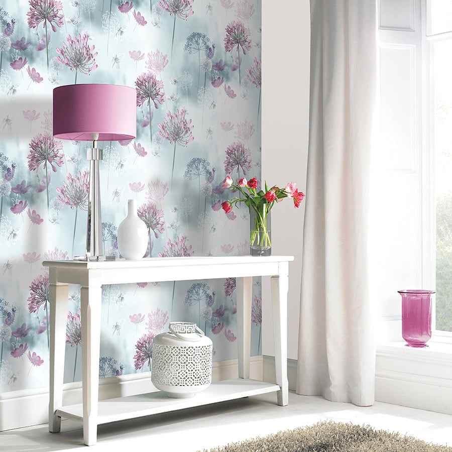 Lucille Light Blue Spring Meadow Wallpaper - York Wallcoverings - AH697400 - York Wallcoverings Wallpaper