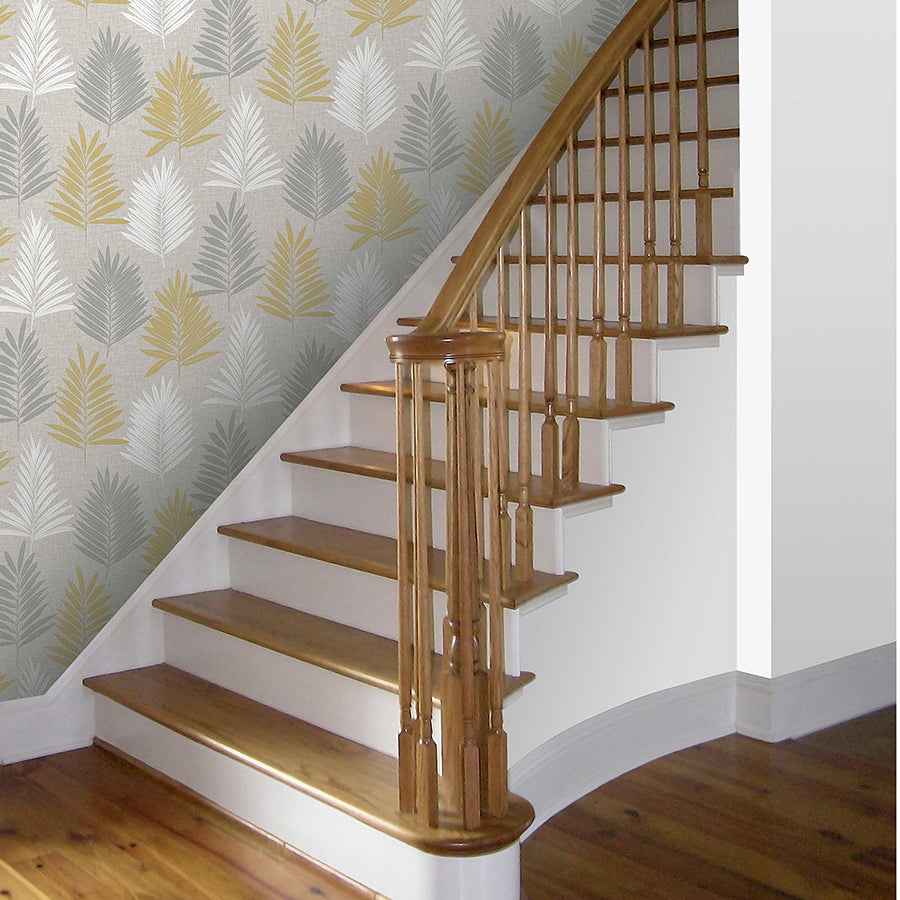 Willis Mustard Palm Frond Wallpaper - York Wallcoverings - AH697800 - York Wallcoverings Wallpaper
