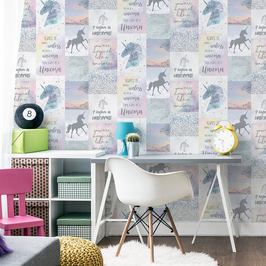 amalthea-pastel-unicorn-wallpaper-york-wallcoverings-ah698300 - York Wallcoverings Wallpaper