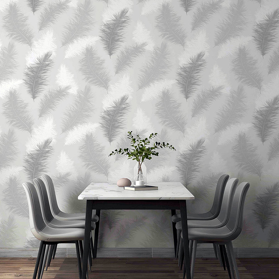 sussurro-grey-feathers-wallpaper-york-wallcoverings-ah901705 - York Wallcoverings Wallpaper