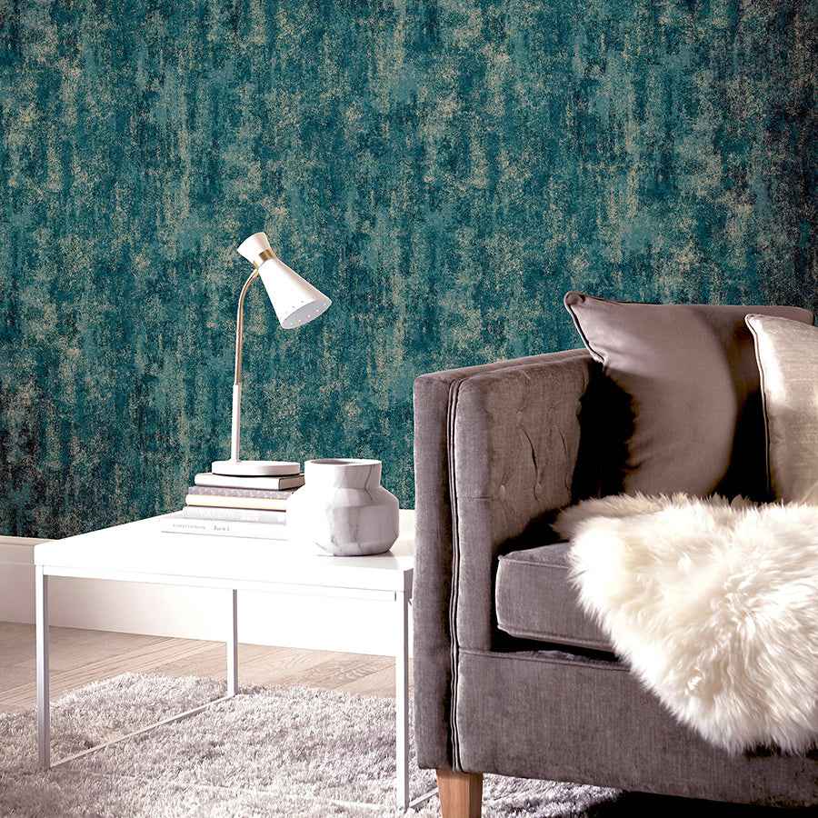 Velour Teal Distressed Wallpaper - York Wallcoverings - AH904005 - York Wallcoverings Wallpaper