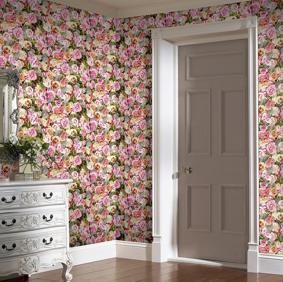 deirdre-pink-floral-wallpaper-york-wallcoverings-ah908006 - York Wallcoverings Wallpaper