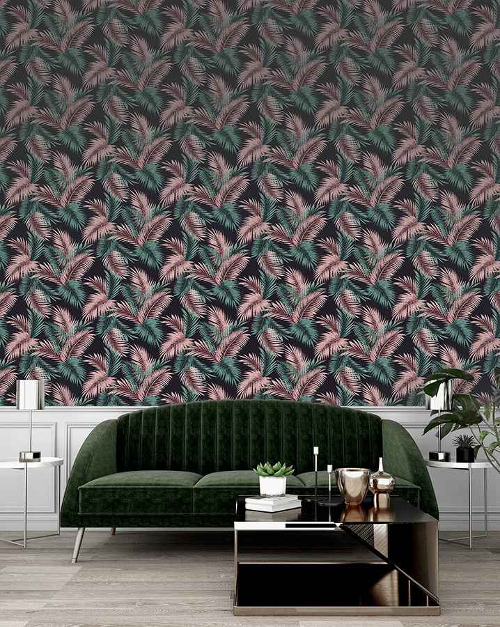 Eliza Sea Green Palm Fronds Wallpaper - York Wallcoverings - AH908308 - York Wallcoverings Wallpaper