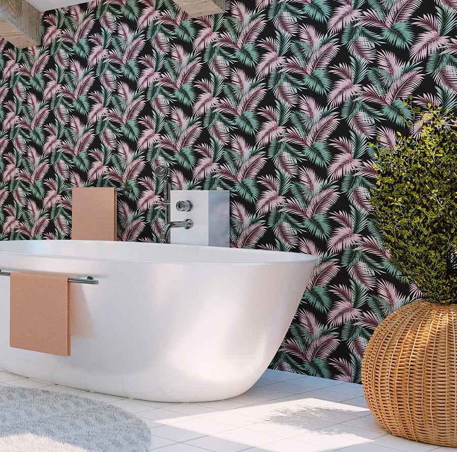 Eliza Sea Green Palm Fronds Wallpaper - York Wallcoverings - AH908308 - York Wallcoverings Wallpaper