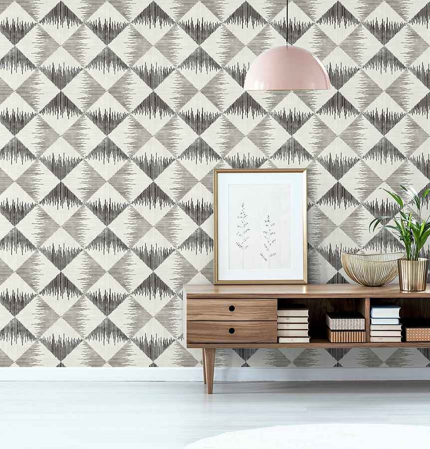 Reuben Grey Ikat Wallpaper - York Wallcoverings - AH909401 - York Wallcoverings Wallpaper