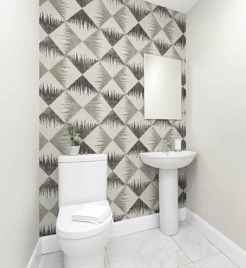 Reuben Grey Ikat Wallpaper - York Wallcoverings - AH909401 - York Wallcoverings Wallpaper